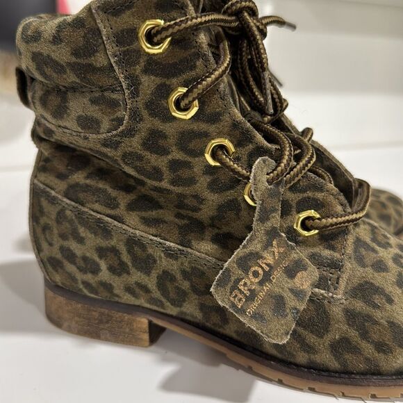 Bronx Leopard Print Combat Boots EUC - Picture 4 of 6